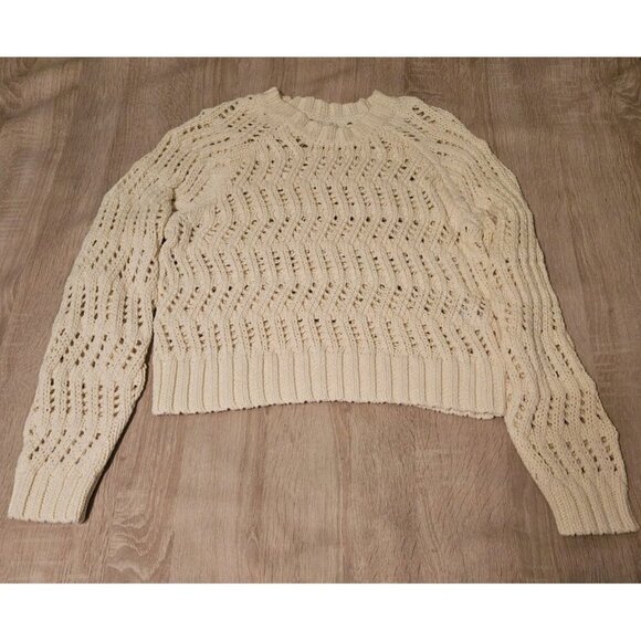 American Eagle Womens Size S Open Knit Pullover Sweater Cream Color - Picture 1 of 6